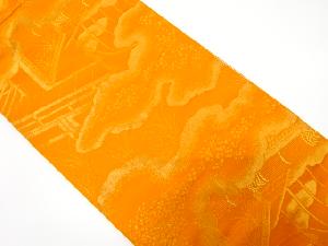 アンティーク　雲に屋敷風景模様織り出し全通袋帯（材料）